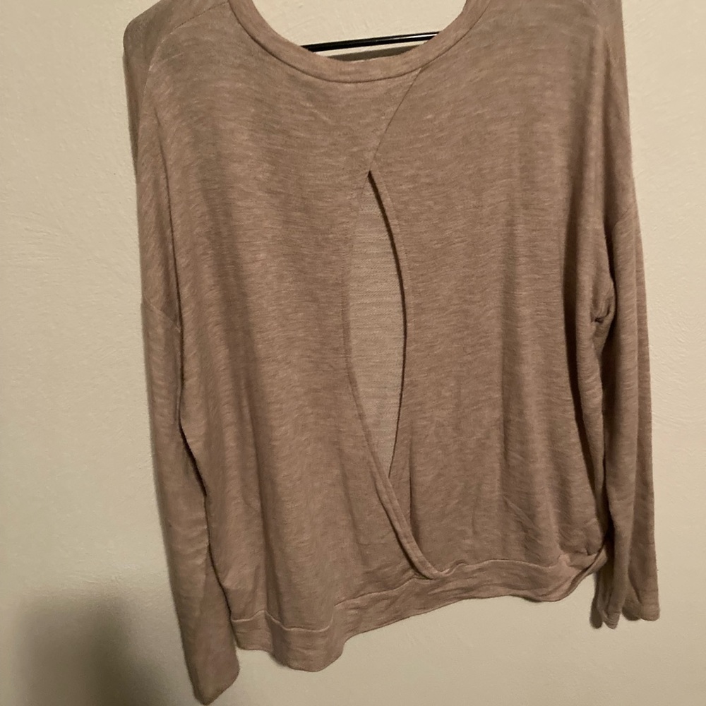 American Eagle Outfitters taupe cutout pullover sweatshirt